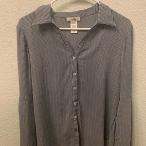 Navy and White Striped Shirt by Ivy Rose